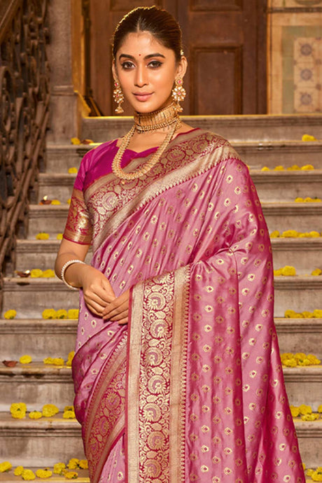 Purple Banarasi Silk Woven Saree