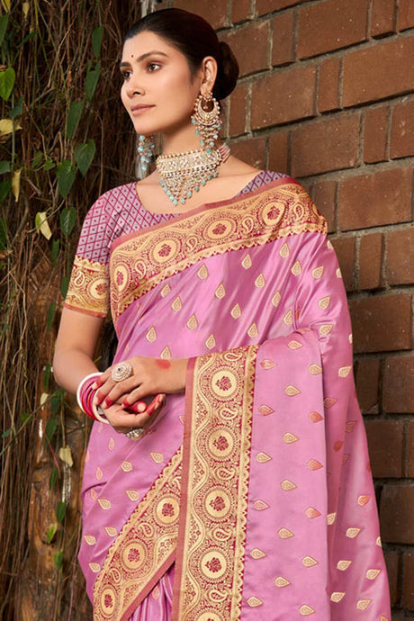 Purple Stain Silk Woven Saree