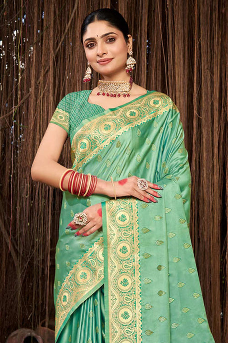 Green Stain Silk Woven Saree