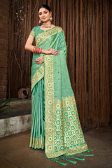 Green Stain Silk Woven Saree