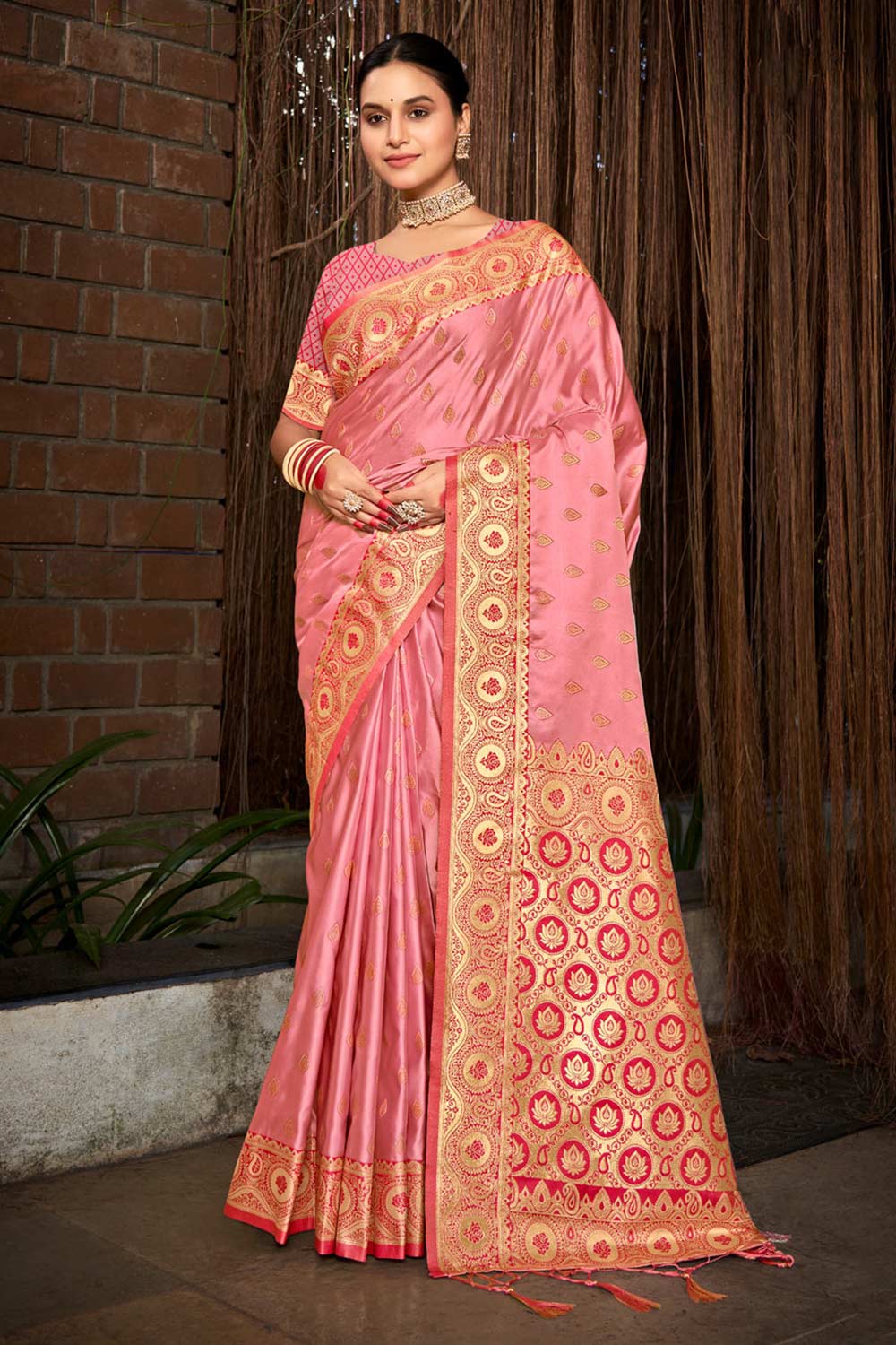 Pink Stain Silk Woven Saree