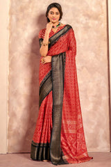 Red Printed Silk Saree