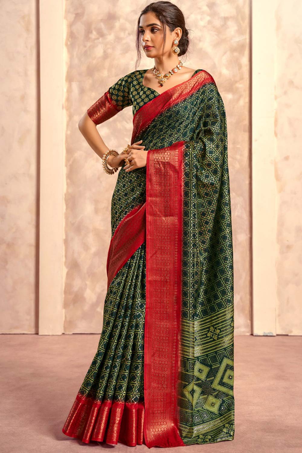 Black Printed Silk Saree