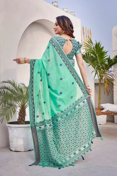 Green Silk Printed Saree