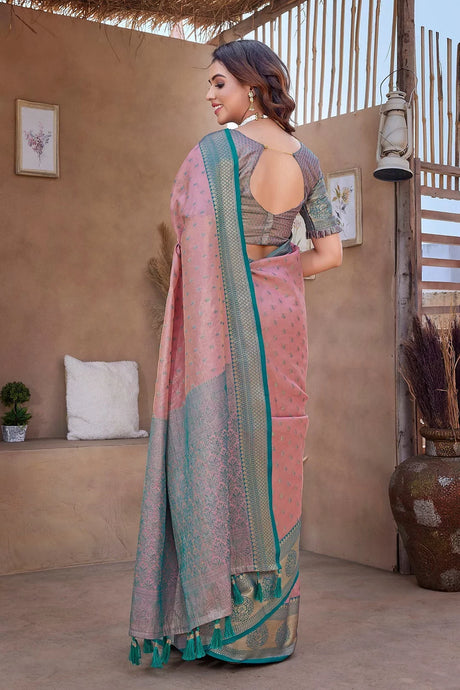 Pink Silk Woven Saree