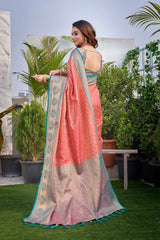 Pink Silk Woven Saree