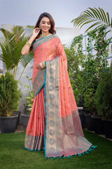 Pink Silk Woven Saree