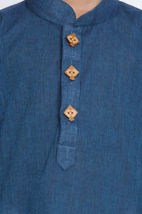 Boy's Blended Cotton Kurta Set In Blue