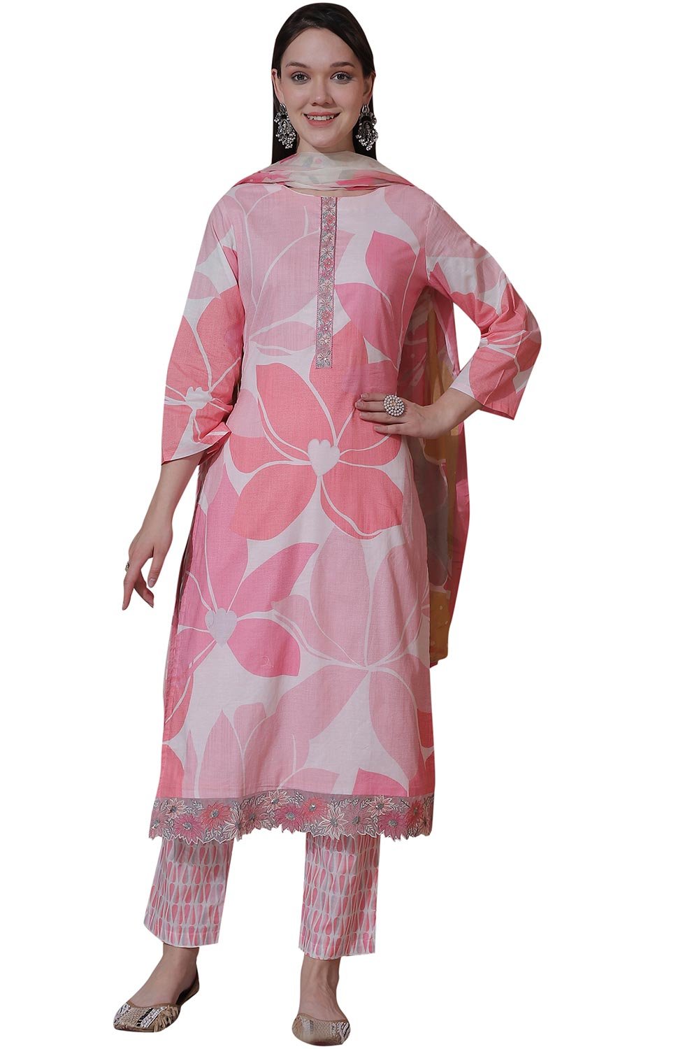 Pink Cotton Digital Printed Salwar Suit