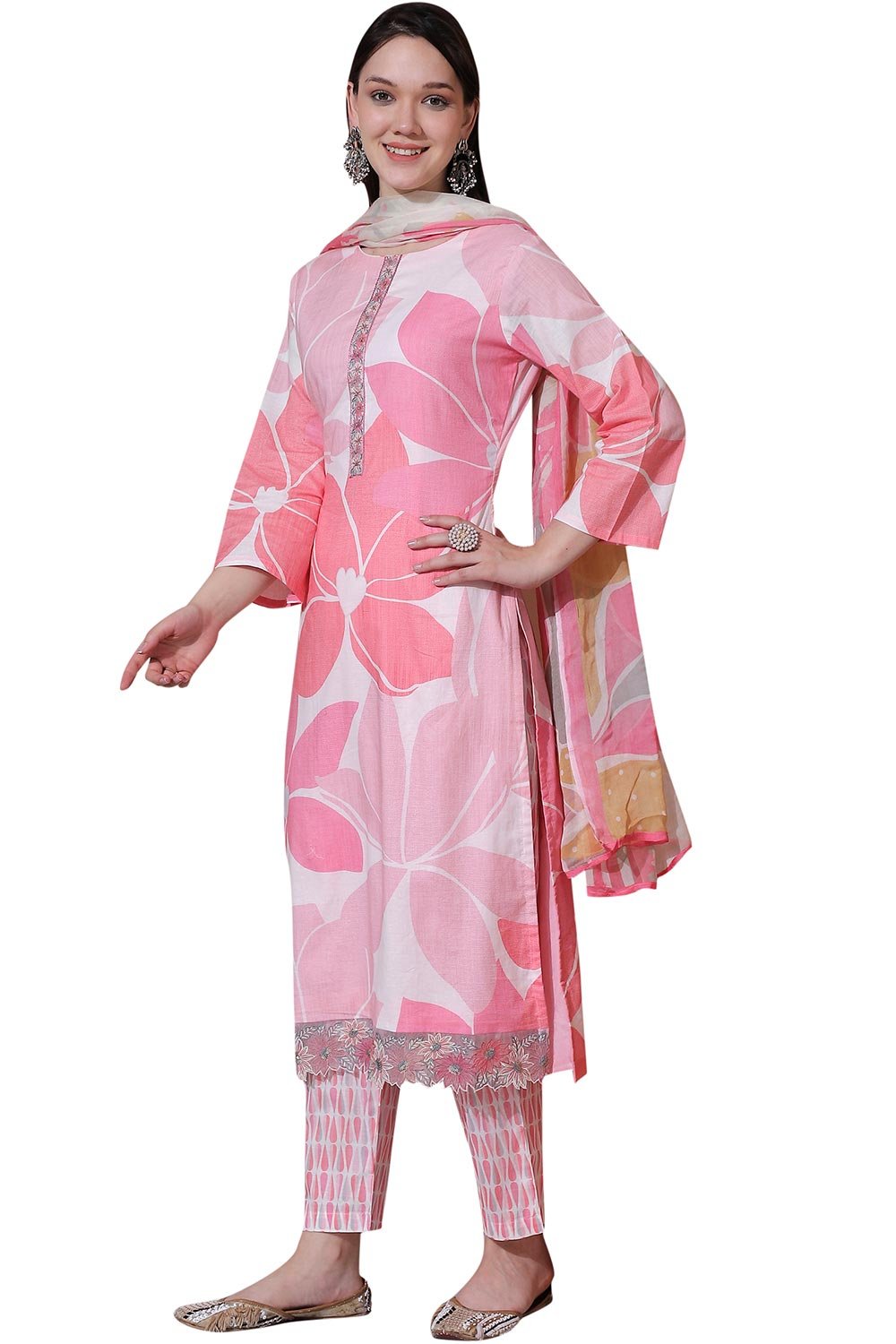 Pink Cotton Digital Printed Salwar Suit