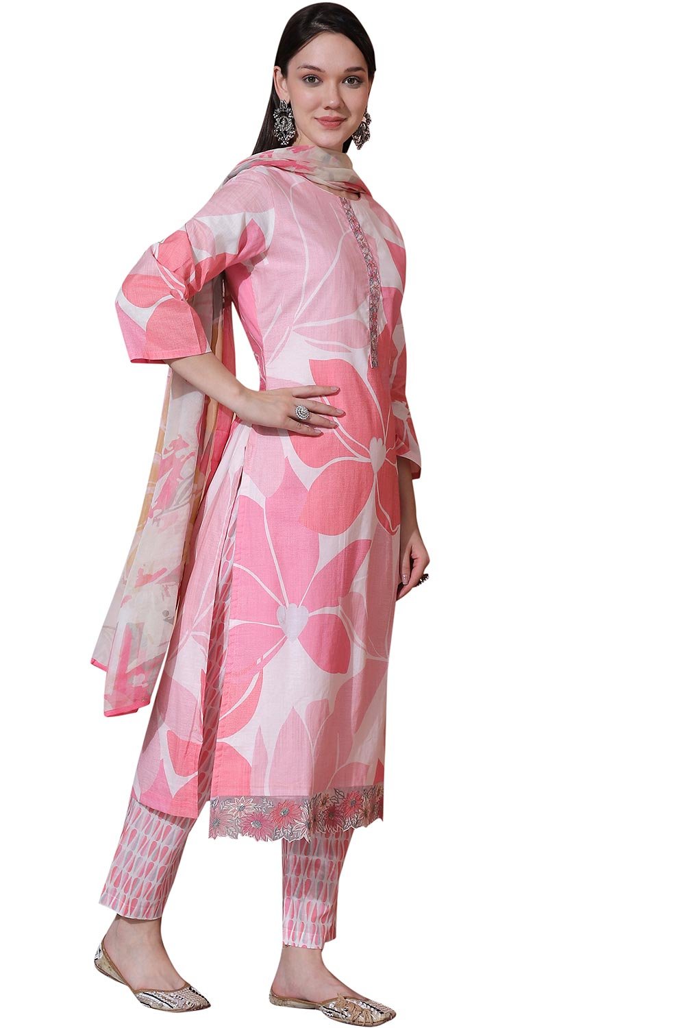 Pink Cotton Digital Printed Salwar Suit