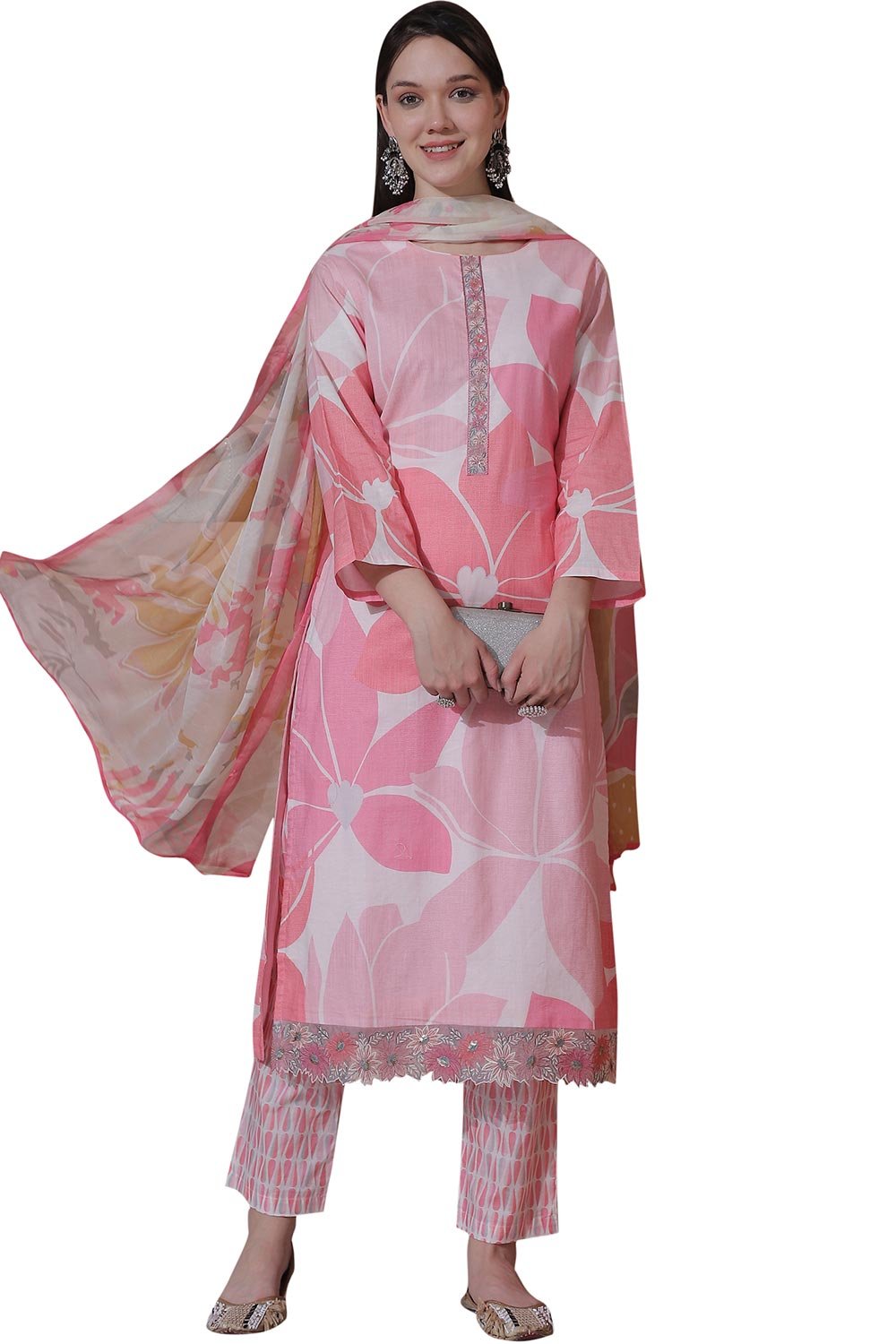 Pink Cotton Digital Printed Salwar Suit