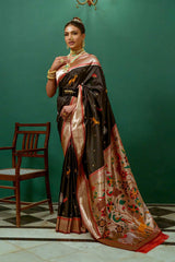 Black Paithani Silk Zari Weaving Saree