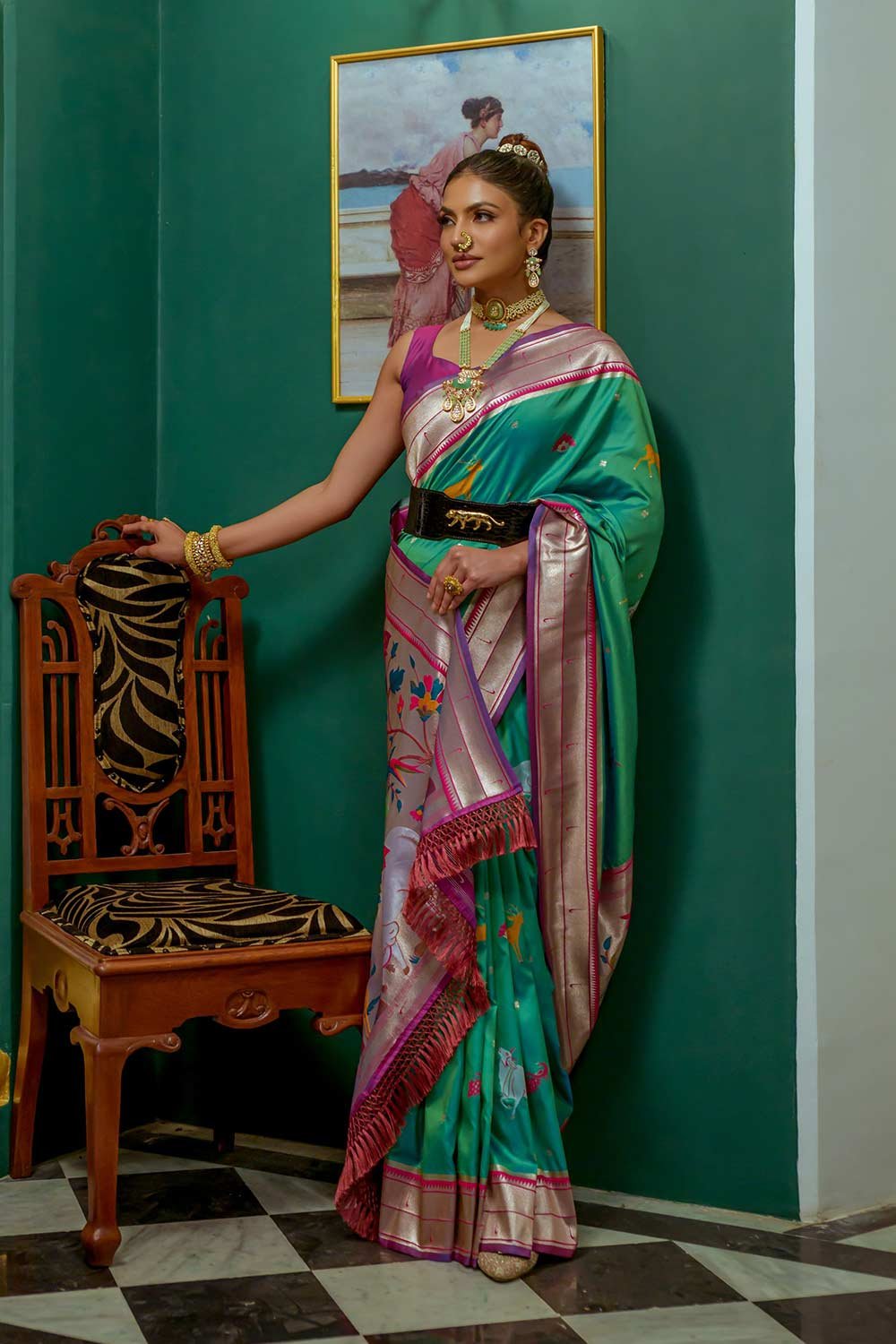 Green Paithani Silk Zari Weaving Saree