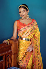 Yellow Banarsi Silk Zari Weaving Saree