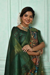 Green Tussar Silk Weaving Saree