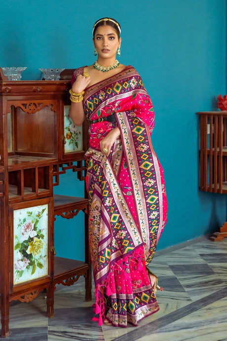 Pink Banarsi Silk Weaving Saree