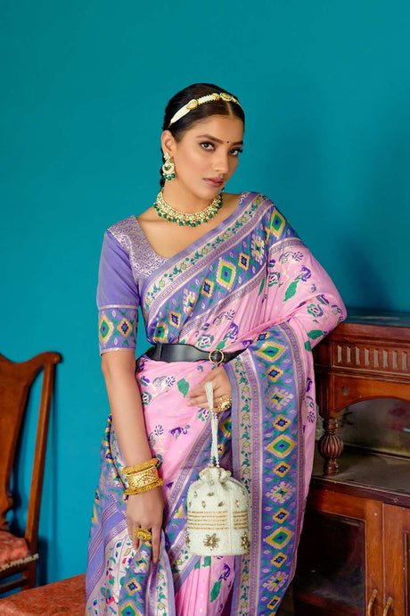 Pink Banarsi Silk Weaving Saree