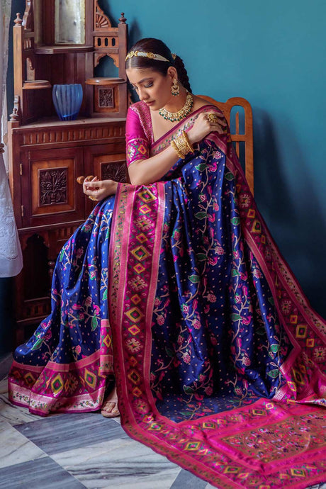 Blue Banarsi Silk Weaving Saree