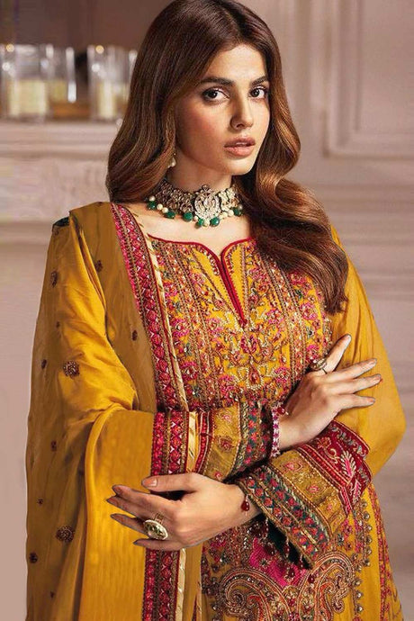 Yellow Embroidered Georgette Pakistani Salwar Suit