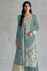 Sky Blue Embroidered Georgette Pakistani Salwar Suit