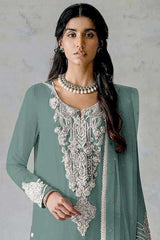 Sky Blue Embroidered Georgette Pakistani Salwar Suit