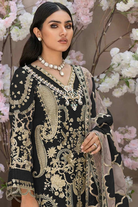 Black Embroidered Organza Pakistani Salwar Suit
