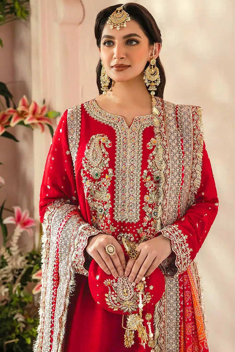 Red Embroidered Georgette Pakistani Salwar Suit