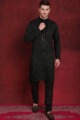 Men's Sequins Embroidered Kurta Pajama Set