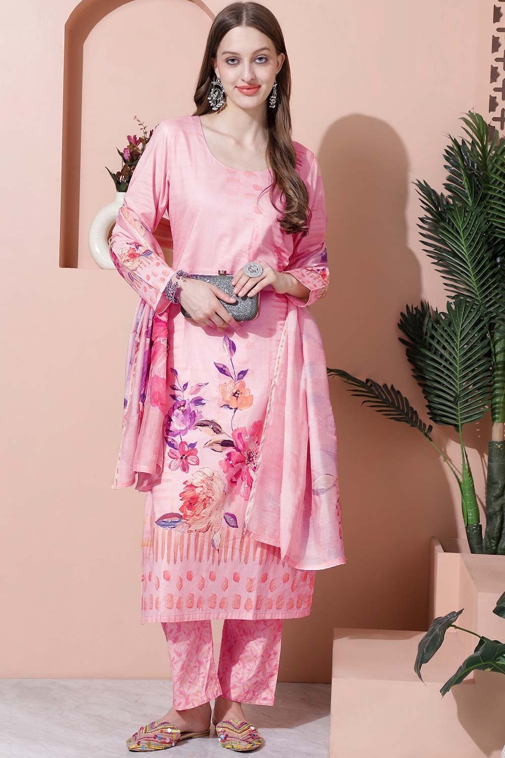 Pink Cotton Digital Printed Salwar Suit