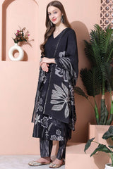 Black Cotton Digital Printed Salwar Suit