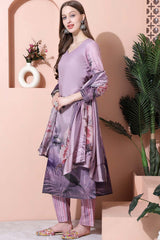 Purple Cotton Digital Printed Salwar Suit