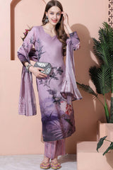 Purple Cotton Digital Printed Salwar Suit