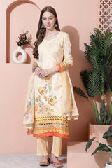 Yellow Cotton Digital Printed Salwar Suit