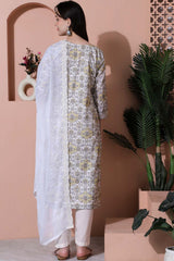 Off White Cotton Digital Printed Salwar Suit