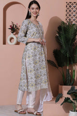 Off White Cotton Digital Printed Salwar Suit