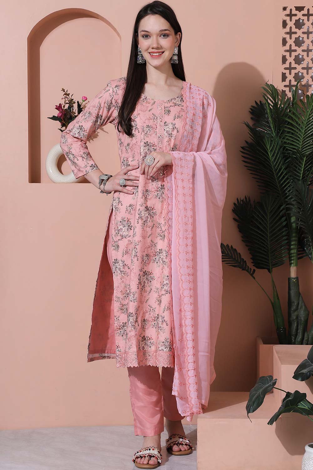 Pink Cotton Digital Printed Salwar Suit