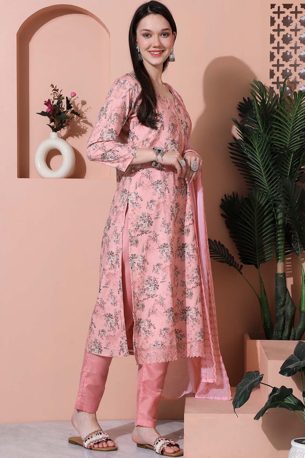 Pink Cotton Digital Printed Salwar Suit