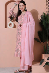 Pink Cotton Digital Printed Salwar Suit