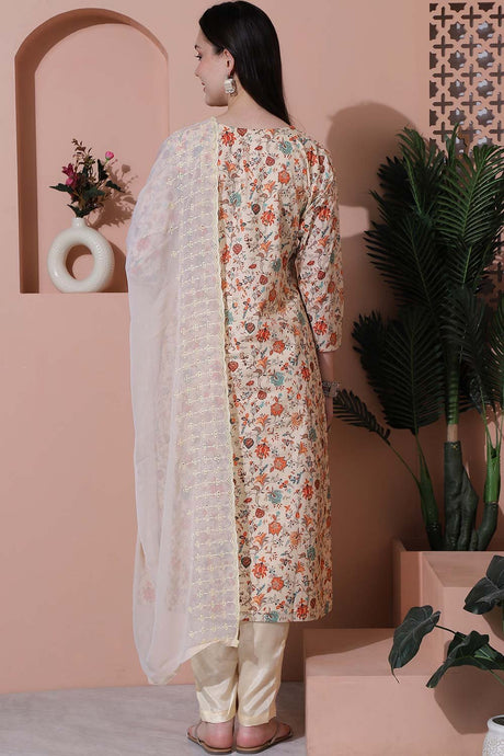 Beige Cotton Digital Printed Salwar Suit