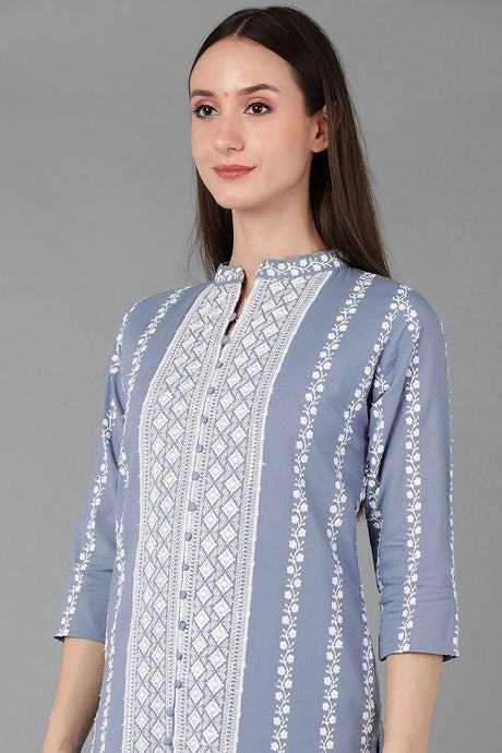 Blue Silk Blend Straight Kurta Pant With Dupatta