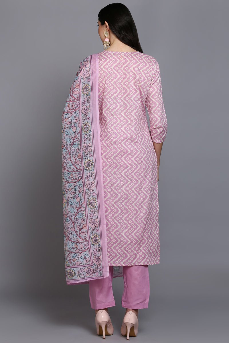 Pink Rayon Printed Suit Set