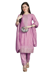 Pink Chinon Chiffon Embroidered Dress Material