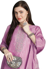 Pink Chinon Chiffon Embroidered Dress Material