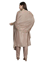 Beige Chinon Chiffon Embroidered Dress Material