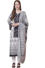 White Cotton Digital Printed Dress Material