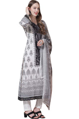 White Cotton Digital Printed Dress Material