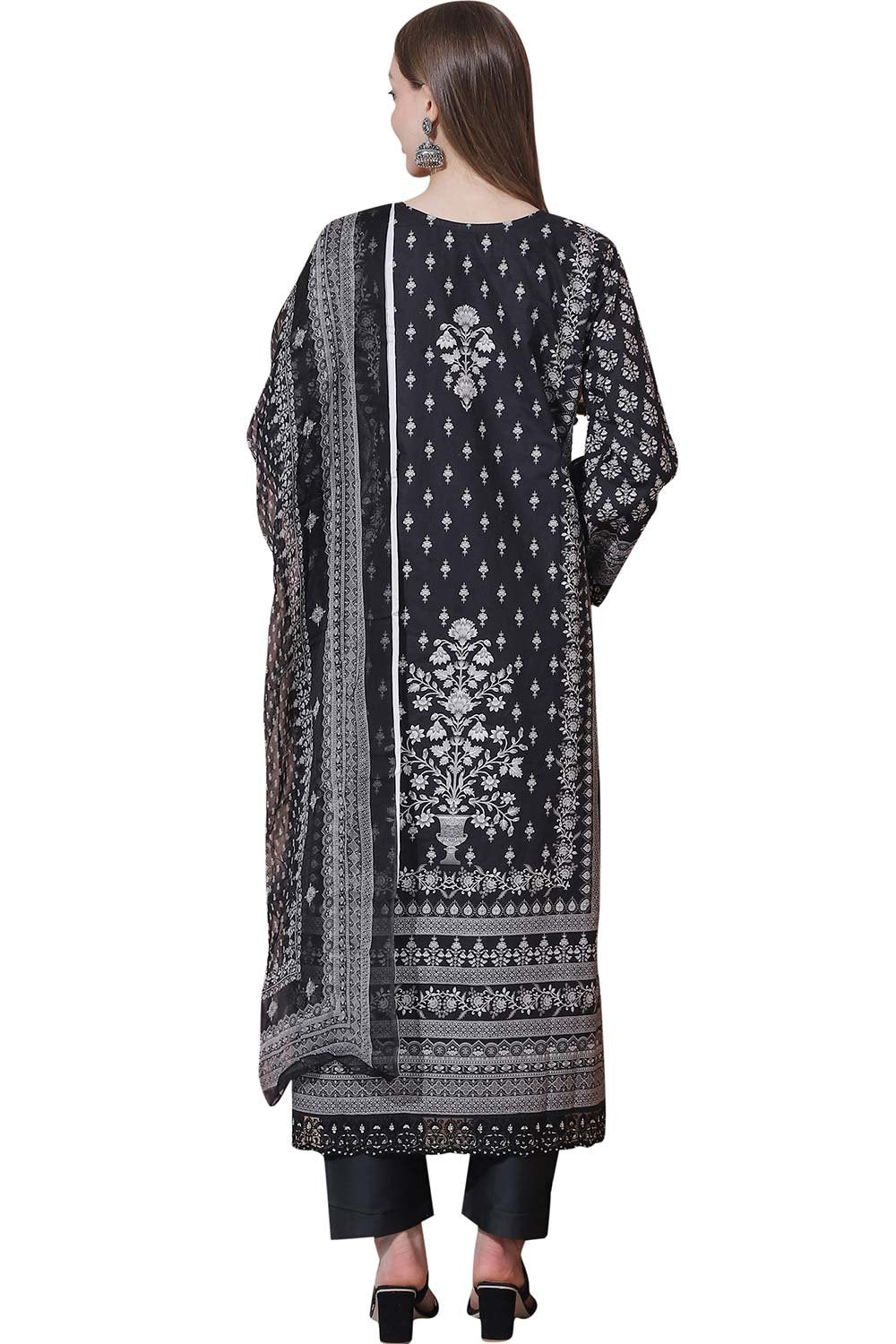 Black Cotton Digital Printed Dress Material