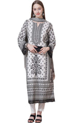 White Cotton Digital Printed Dress Material