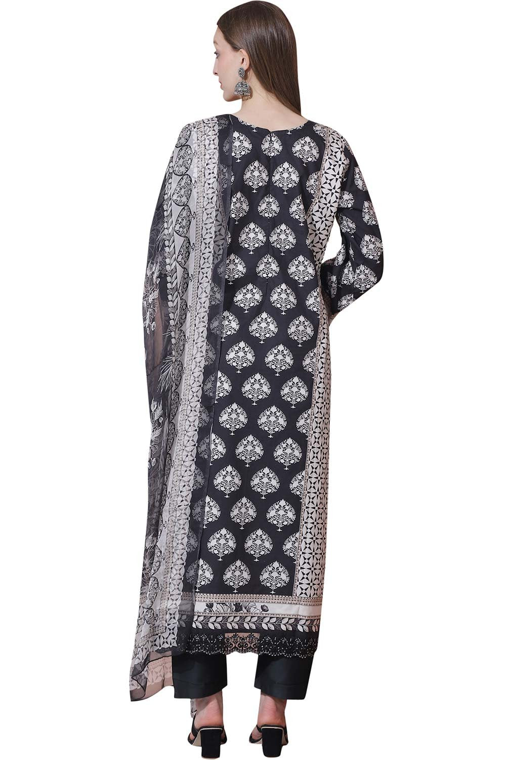 Black Cotton Digital Printed Dress Material